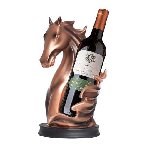 Pferd Statue Weinregal 17*30cm Weinflaschenhalter Multifunktions-Display-Ständer Hohe Sicherheit Pferd Weinflaschenhalter Dekorative für Schlafzimmer, Wohnzimmer, Küchen, Hotels (Rot-Kupfer) von Gaabungky