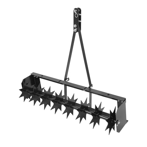 Rasenlüfter Schwarzer Rasenlüfter mit 8 Spikes, Walzentyp Rasenbelüfter 99 lbs Maximalzuladung Doppelte Bremsstangen Hohe Effizienz Universeller Rasenlüftungsgerät für Parks, Villengärten von Gaabungky