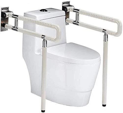 Sicherheitshandlauf 300KG Klappbarer Sicherheitshandlauf Wandstützgriff Doppelfeder-Konstruktion Klappbar Rutschfreier Haltegriff für Altere, Behinderte, Schwangere Frauen (Weiß, 60cm) von Gaabungky