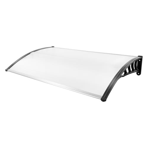 Vordach Haustür Überdachung 90 * 150CM/200 * 90 * 24CM Hohe Stabilität Temperaturbereich -30〜200°C Pultvordach Vordach UV-Blockierungsrate 95% Pultdach Transparent für Eingänge (Transparenz, 150cm) von Gaabungky