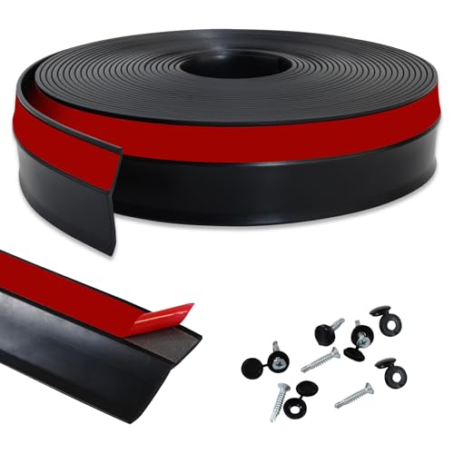 Gaahing Garagentor Top and Sides Seal Strip, Universal Weather Stripping, selbstklebende wetterfeste Formteile mit 40-Schraubensätzen (schwarz, 10m) von Gaahing