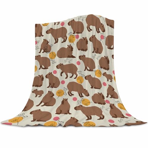 Gaakvrr Capybara Decke, Geschenk für Erwachsene und Kinder, Familientiere, Capybara-Überwurf, superweicher Plüsch-Flanell, 100 x 130 cm, brauner Tierdruck von Gaakvrr