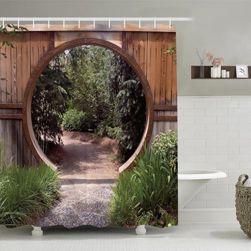 Gaakvrr Gartenduschvorhang wasserdicht Badezimmer Dec oder Polyestergewebe Vorhänge ETS mit 12 Haken H180 x B150 cm von Gaakvrr