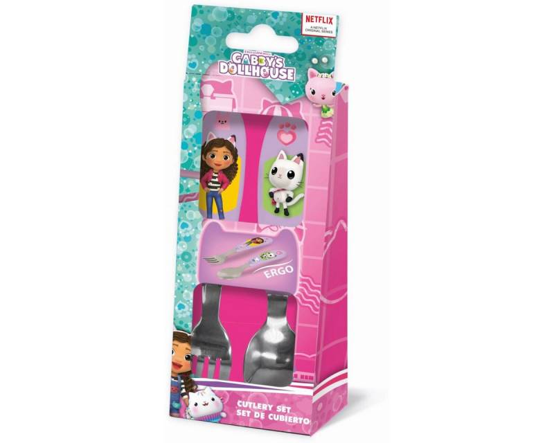 Gabby's Dollhouse Kinderbesteck Gabby’s Dollhouse Friends Metall-Ergo-Besteck, 2-tlg. (2-tlg), Edelstahl von Gabby's Dollhouse