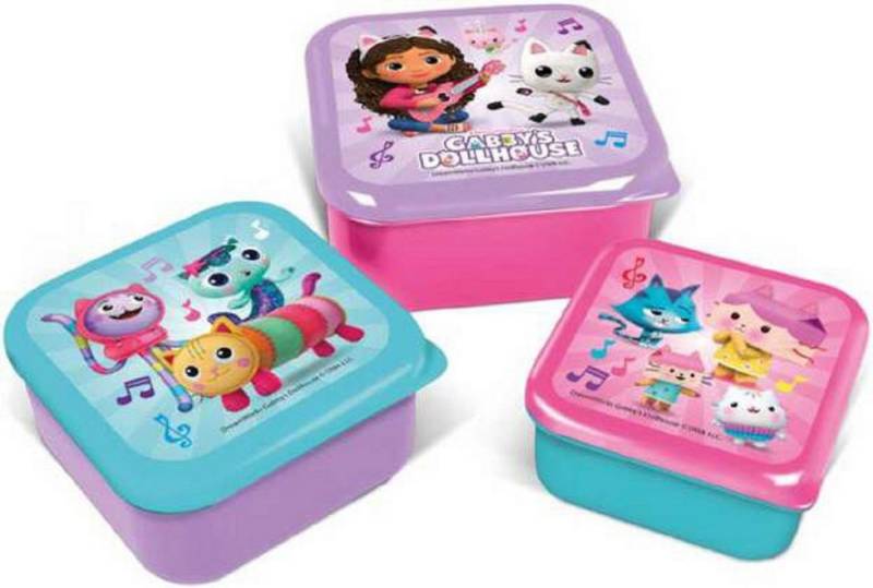 Gabby's Dollhouse Lunchbox 3-in-1 Snack Box Lunchbox Brotdose, (3-tlg) von Gabby's Dollhouse