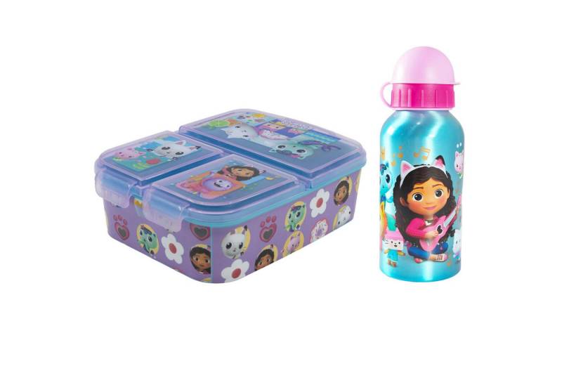 Gabby's Dollhouse Lunchbox Gabbys Dollhouse Kinder 2 tlg Set Brotdose Alu-Trinkflasche 400 ml, (Spar-Set, 2-tlg., Spar-Set) von Gabby's Dollhouse