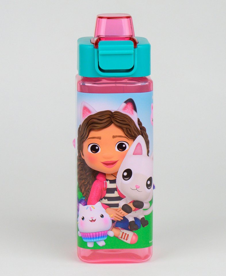 Gabby's Dollhouse Trinkflasche Gabby & Kitty Cat, Kinderflasche mit Tragegriff & Klappdeckel 500 ml von Gabby's Dollhouse