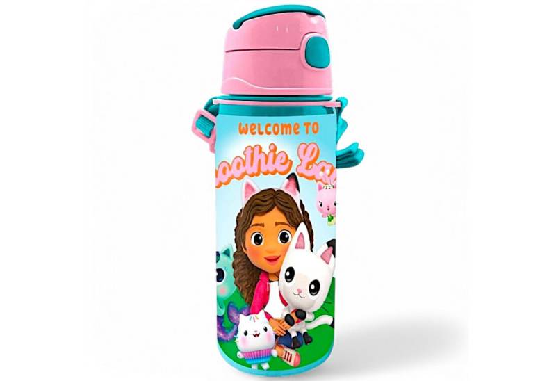 Gabby's Dollhouse Trinkflasche Gabby Sport-Aluminiumflasche 600 ml, mit Tragegriff, Klappdeckel & Tragegurt von Gabby's Dollhouse