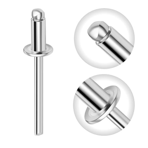 Gabex Blindnieten Popnieten Flachkopf Aluminium Stahl Größen 2,4-6,4 mm Ø Profiqualität (6,4 x 18 mm, 250 Stück) von Gabex