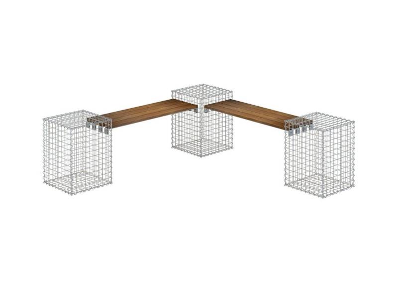 Gabiona Gartenbank Gartenbank 3 Gabionen TEAK MW 5 x 5 cm (Gartenbank 3 Gabionen TEAK MW 5 x 5 cm) von Gabiona