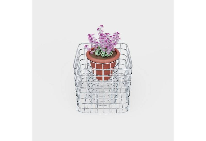 Gabiona Hochbeet Blumensäule Höhe 42 cm Grundfläche 42 x 42 cm MW 5 x 5 cm, (Blumensäule Höhe 42 cm Grundfläche 42 x 42 cm MW 5 x 5 cm, feuerverzinkt inkl. Topf rund - braun, 4 mm), 5 x 5 von Gabiona
