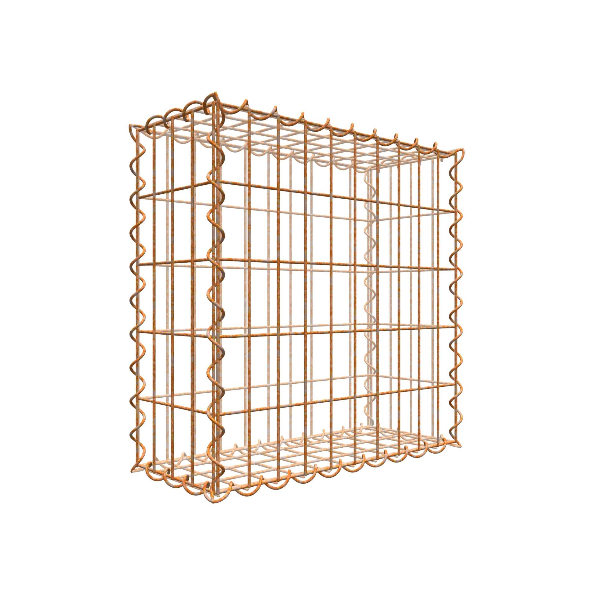 Rostige Gabione 50 cm x 50 cm x 20 cm (L x H x T), Maschenweite 5 cm x 10 cm, Spirale