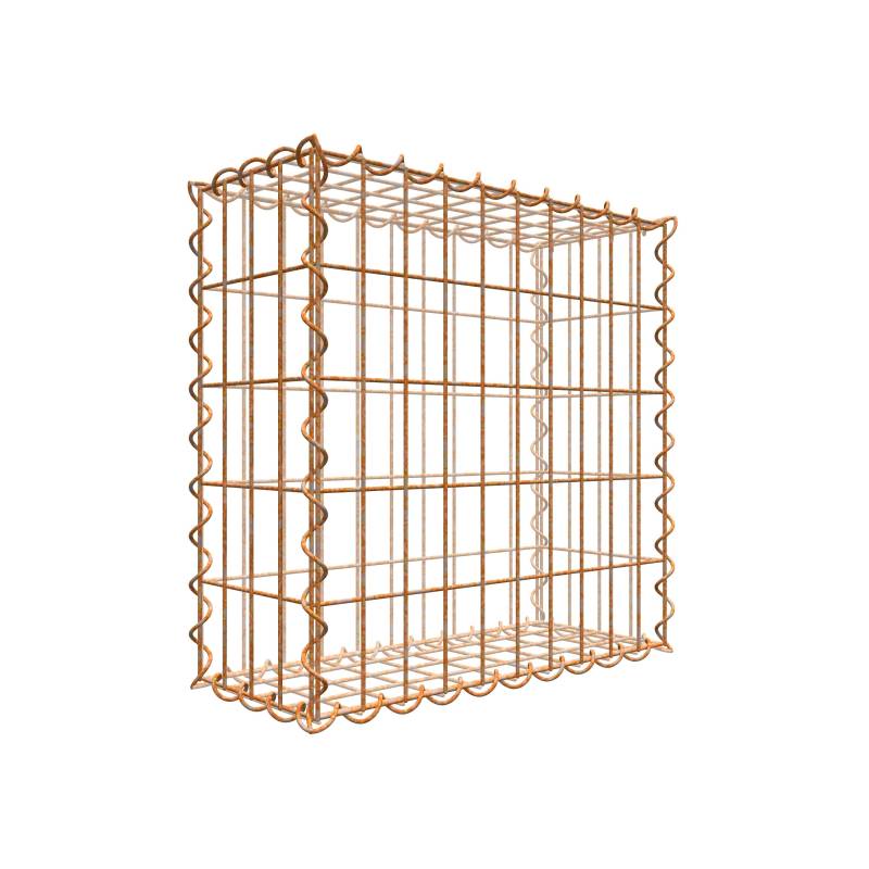 Rostige Gabione 50 cm x 50 cm x 20 cm (L x H x T), Maschenweite 5 cm x 10 cm, Spirale