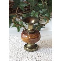 Kleine Vase Amphore Mit Naturstein Italien Souvenir 8.5cm Vintage 70Er Jahre von GabisWollwerke