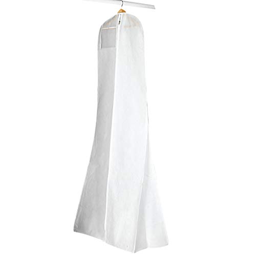 Gabkey Weiß Farbe non-wowen Anti-Staub Hochzeitskleid Kleidersack Displayschutzfolie Abdeckung mit Transparent Reißverschlusstasche von Gabkey
