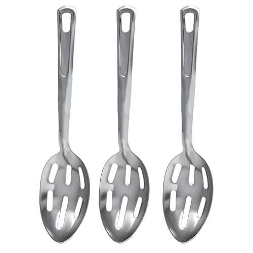 3 Stück Küchen-Schlitzlöffel, Edelstahl, Rührlöffel, 33 cm, Metallschlitzlöffel, Kochen, Servieren mit Löchern 3 Stück Küchen-Schlitzlöffel, Edelstahl, Rührlöffel, 33 cm, Metallschlitzlöffel, Kochen, Servieren mit Löchern von Gabrella