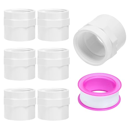 6 Stück 2,5 cm PVC weibliche Adapter Rohrverschraubung, weiße PVC-Rohrverschraubung, Gewindeadapterverbinder, Gewinderohrkupplung, Buchse x NPT weiblich, Sch40 6 Stück 2,5 cm PVC weibliche Adapter Rohrverschraubung, weiße PVC-Rohrverschraubung, Gewindeadapterverbinder, Gewinderohrkupplung, Buchse x NPT weiblich, Sch40 von Gabrella
