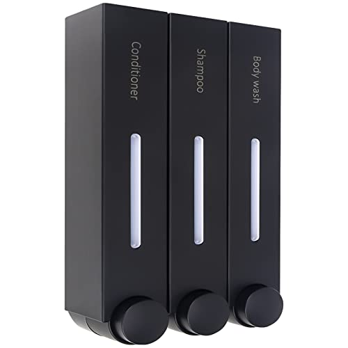 Gabrella Shampoo-Spender, 3 Kammern, 3 x 420 ml, Duschseifenspender, Duschgelbehälter, Duschpumpenspender und Organizer für Badezimmer, Küche, Hotel, Nicht gebohrter Wandverteiler Gabrella Shampoo-Spender, 3 Kammern, 3 x 420 ml, Duschseifenspender, Duschgelbehälter, Duschpumpenspender und Organizer für Badezimmer, Küche, Hotel, Nicht gebohrter Wandverteiler von Gabrella