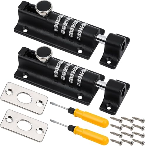 Kombinationsverriegelungsriegel, 4-stelliger Kombibolzen, Schiebetürschloss, zurücksetzbar, strapazierfähig, um Sie sicher zu halten, dicke massive Zinklegierung, Türriegel für Zuhause, Tor, Garage, 2 Kombinationsverriegelungsriegel, 4-stelliger Kombibolzen, Schiebetürschloss, zurücksetzbar, strapazierfähig, um Sie sicher zu halten, dicke massive Zinklegierung, Türriegel für Zuhause, Tor, Garage, 2 von Gabrella