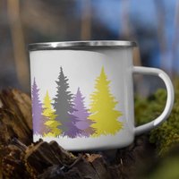 Nonbinary Flagge Weihnachtsbaum Camping Tasse, Subtile Pride Weihnachten Kaffeetasse, Enby Coming Out Urlaub Geschenk, Weihnachtsdekor von GabyandTali