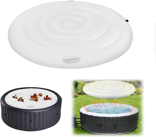 Gachiwar 160cm Aufblasbare Abdeckung Whirlpool, Runde aufblasbare Abdeckung Spa Aufblasbare mit Zwei Griffen Deflationsventil Winddicht regendichtem schneebedeckter isolierter Whirlpools-Deckel von Gachiwar