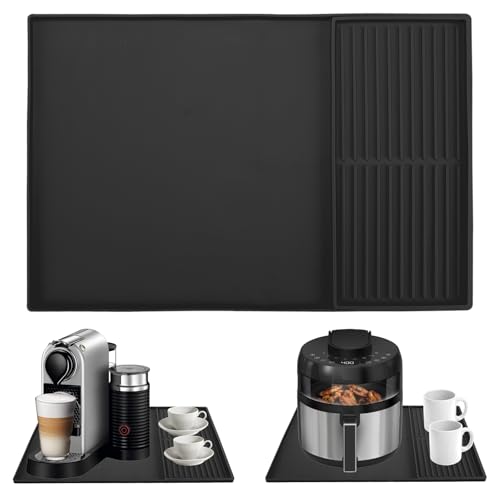 Gachiwar 2-in-1 Silikon Matte für Kaffeemaschine for Coffee - 61x40,5 cm rutschfeste Unterlage mit erhöhtem Rand & 40x19 cm Abtropfmatte – Spritzschutz, leicht zu reinigen, ideal für Küche von Gachiwar