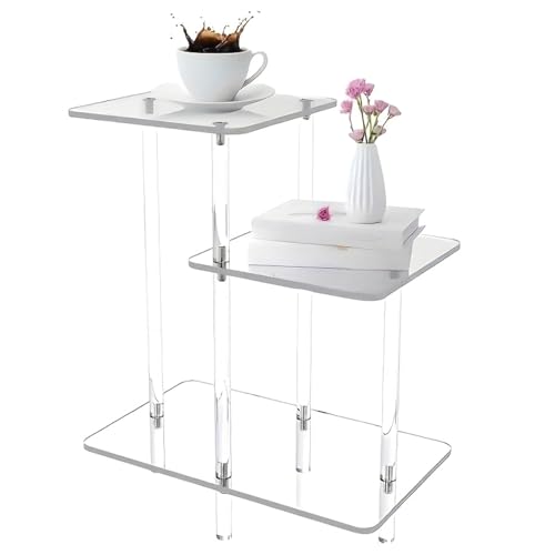 Gacqpli Akryl Beistelltisch - Wohndeko Akzenttisch - Klar 3 Ebenen Nachttisch Für Bücher Telefon Schlafzimmer Wohnzimmer von Gacqpli