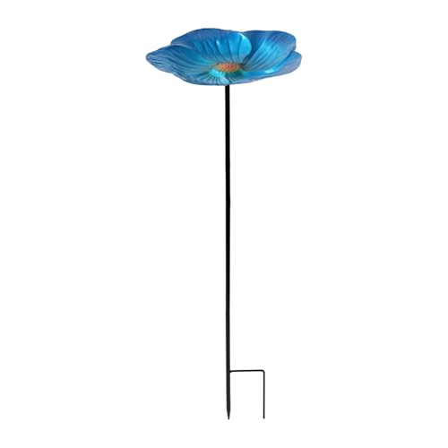 Gacqpli Vogelbad Für Draußen,Vogelfutterspender Mit Tablett Und Schale Für Draußen - Blaue Blumenform Vogelbad Mit Erdspieß Für Garten Terrasse Rasenfläche Und von Gacqpli