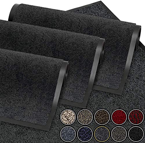 GadHome Fußmatte Anthrazit Grau 60x90 cm|Eingangstürmatte wasserdicht waschbar strapazierfähiger Schmutzfänger | Rutschfester Schmutzfängerfußmatte für Haustür, Flur, Eingang, Küche, Schlafzimmer von GadHome