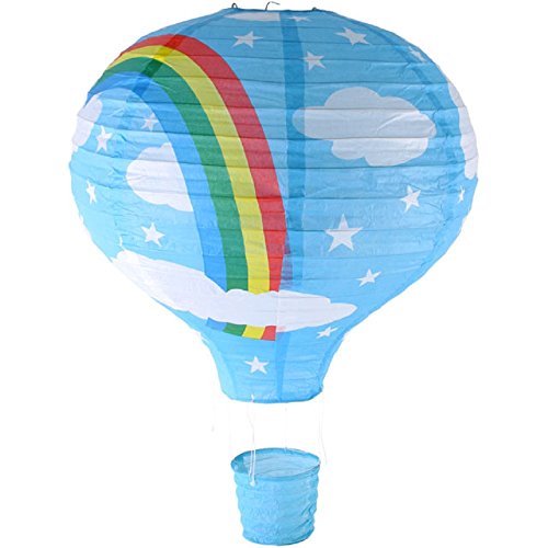 Gadget and Gift Zone Heißluftballon-Deckenleuchte mit Regenbogen (Lampenschirm/Laterne aus Papier), Blau von Gadget and Gift Zone
