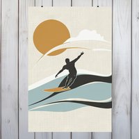 Beachfront Bliss Surf Wandkunst, Ocean Adventure Print, Fang Die Welle Design, Fine Art Papier, 3 Größen - Seascape Decor von Gadgetalicious