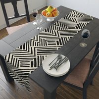 Elegantes & Modernes Abstraktes Muster Tischläufer - Ein Stilvolles Schwarz Und Weißes Accessoires Für Ihr Zuhause von Gadgetalicious