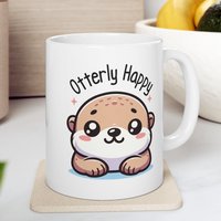 Entzückende "Otterly Happy' Tasse - Otter Enthusiasten 11 Unzen Für Kaffee Oder Teetasse Perfektes Geschenk Zu Hause Im Büro von Gadgetalicious