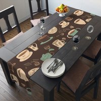 Kaffee Themed Tischläufer | Kaffee-Tischdekor Einweihungsparty Geschenk Lange Baumwolltischdecke Großer Aus Baumwolle von Gadgetalicious