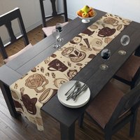 Kaffee Themed Tischläufer | Kaffee-Tischdekor Einweihungsparty Geschenk Lange Baumwolltischdecke Großer Aus Baumwolle von Gadgetalicious