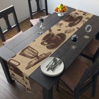 Kaffee Themed Tischläufer | Kaffee-Tischdekor Einweihungsparty Geschenk Lange Baumwolltischdecke Großer Aus Baumwolle von Gadgetalicious