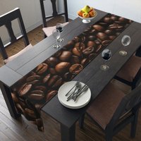 Kaffeebohnen Tischläufer | Couchtisch Dekor Einweihungsparty Geschenk Lange Tischdecke Aus Baumwolle Großer von Gadgetalicious