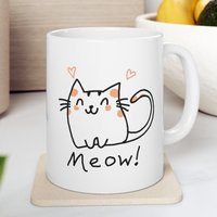 Niedliche Katze Miau Keramiktasse - Entzückende 11 Unzen Kaffee- Oder Teetasse Perfektes Katzenliebhaber Geschenk Spülmaschinen- Und von Gadgetalicious