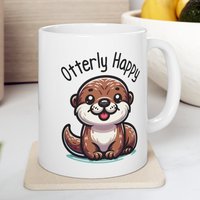 Otter Lover 11 Unzen "Otterly Happy' Tasse - Perfekt Für Zuhause Oder Büro, Entzückende Kaffee-/Teetasse, Charmantes Tiergeschenk von Gadgetalicious