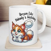 Peaceful Mind Katzentasse - "Dream Like Nobody's Watching", Entspannende Kaffee-/Teetasse, Durchdachtes Geschenk Für Sie, Motivierend Freund von Gadgetalicious