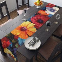 Sommer Blumen Tischläufer - Florale Tisch Dekoration Housewarming Geschenk Baumwoll Tischdecke Traditioneller von Gadgetalicious