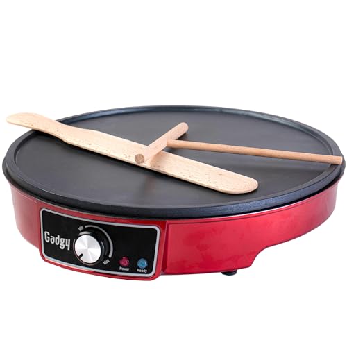 Gadgy Crêpes Maker mit Antihaftbeschichtung | 30 cm Durchmesser Crepe | Pfannkuchen Maker mit Teigverteiler & Crêpes-Wender | Pancake Maker für Crepes, Pfannkuchen, Pancakes von Gadgy