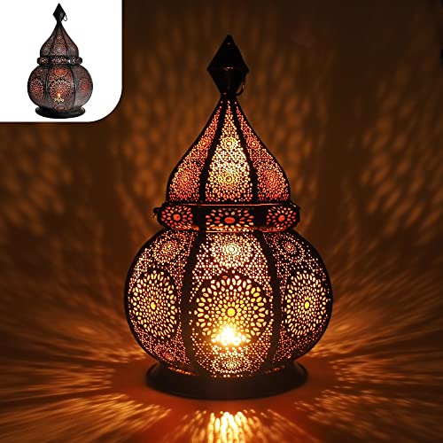 Gadgy Orientalische Lampe Metall - Marokkanisches Lampe mit Schatteneffekt - Orientalische Laterne handgemacht 36 cm ideal als Balkon-Deko - Ramadan Dekoration Windlicht innen und außen von Gadgy