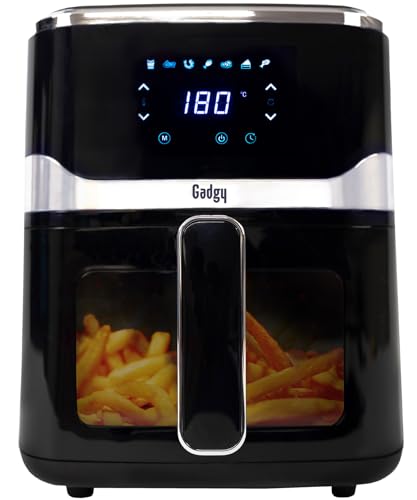 Gadgy Heißluftfritteuse mit Sichtfenster 5L - Airfryer Antihaftbeschichtung - 1400W Fritteuse ohne Öl - einstellbare Temperatur 80°C-200°C - Digital Touch Screen von Gadgy