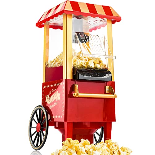 Gadgy Popcorn Maschine | Retro Popcorn Maker | Heissluft Ohne Fett Fettfrei Ölfrei, aus Kunststoff, Mehrfarbig von Gadgy