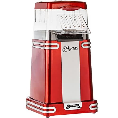 Gadgy Popcornmaschine Heissluft - Retro Popcorn Maker - Maschine für Fettfreies Ölfreies Popcorn - Gesunder Snack ohne oder mit Zucker und Öl - rot für Zuhause von Gadgy