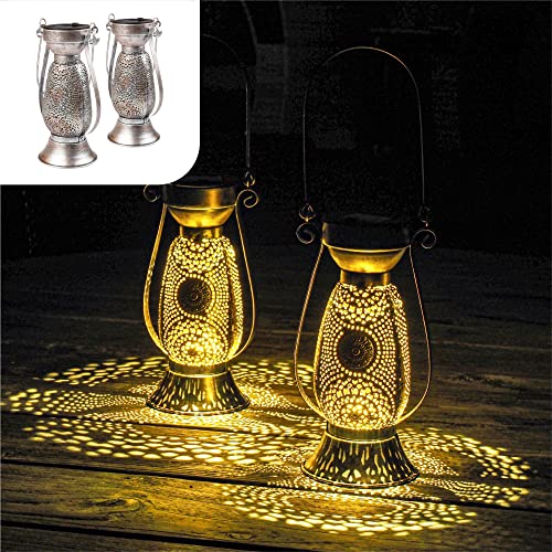 Gadgy Solar Orientalische Laterne, 2er-Pack, Solar-Laterne für den Außenbereich, wasserdichte LED-Lampe für Garten, Terrasse und Balkon, dekorative Hängelampen für warme Atmosphäre von Gadgy