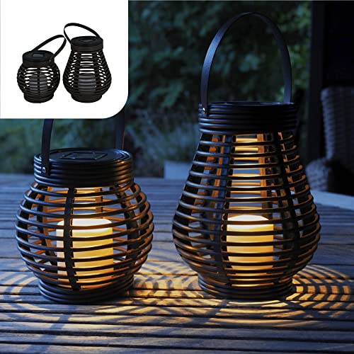 Gadgy Solar Laternen für Außen - 2er Wetterfeste LED Deko-Lampen in Tropfen- & Kugelform - Solarleuchten für Garten, Balkon & Terrasse - Dekorative Solarlampen für Draußen von Gadgy