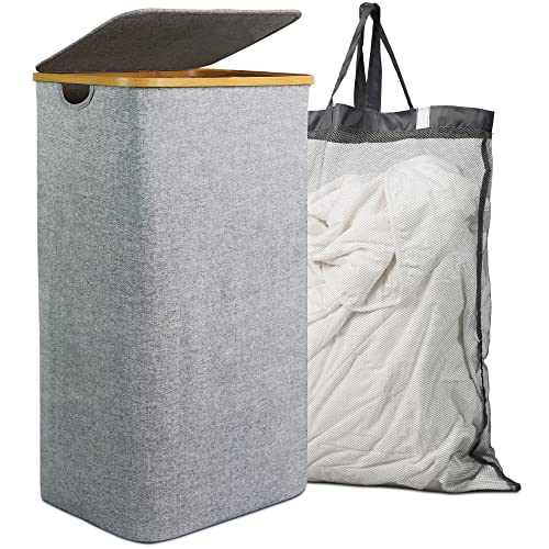 Gadgy Wäschekorb mit Deckel 103 Liter | Wäschesammler schmal | Herausnehmbare Wäschesack | Wäschebox Bambus | Waschekorbsammler Faltbar Groß | Wäschetruhe | Wäschepuff | Laundry Baskets Gadgy Wäschekorb mit Deckel 103 Liter | Wäschesammler schmal | Herausnehmbare Wäschesack | Wäschebox Bambus | Waschekorbsammler Faltbar Groß | Wäschetruhe | Wäschepuff | Laundry Baskets von Gadgy