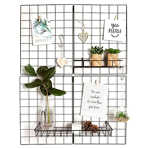 Gadgy Wandgitter schwarz 2er Set – Metallgitter Deko für Zimmer, Küche & Büro | Pinnwand groß für Fotos, Notizen & Erinnerungen | Schreibtisch Deko, Fotohalter Wand, Aesthetic Wandgitter von Gadgy